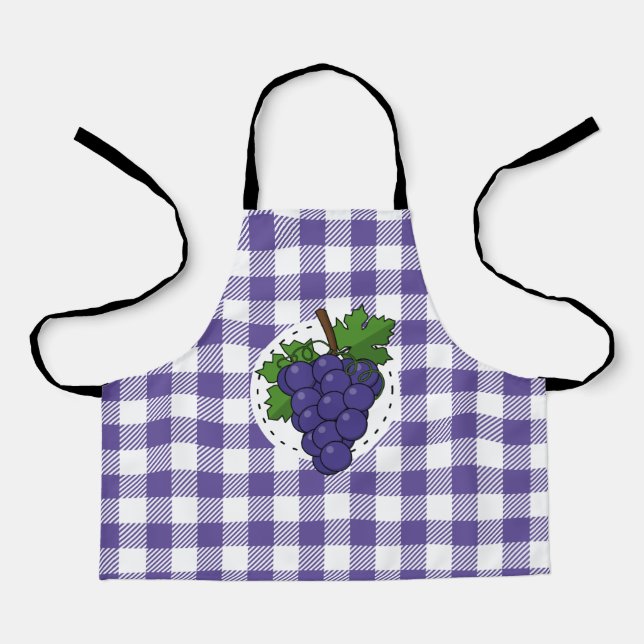 Trauben auf Weißviolett Kariert Schürze (Vorderseite)