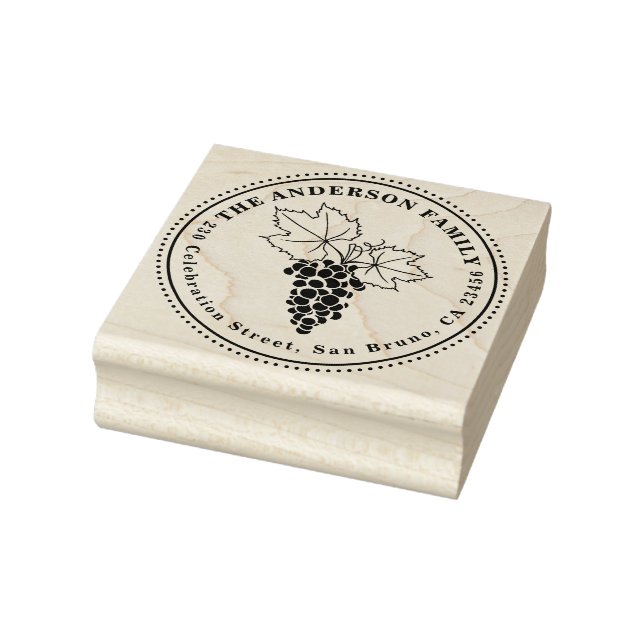 Trauben | Benutzerdefinierter Familienname & Round Gummistempel (Stempel)