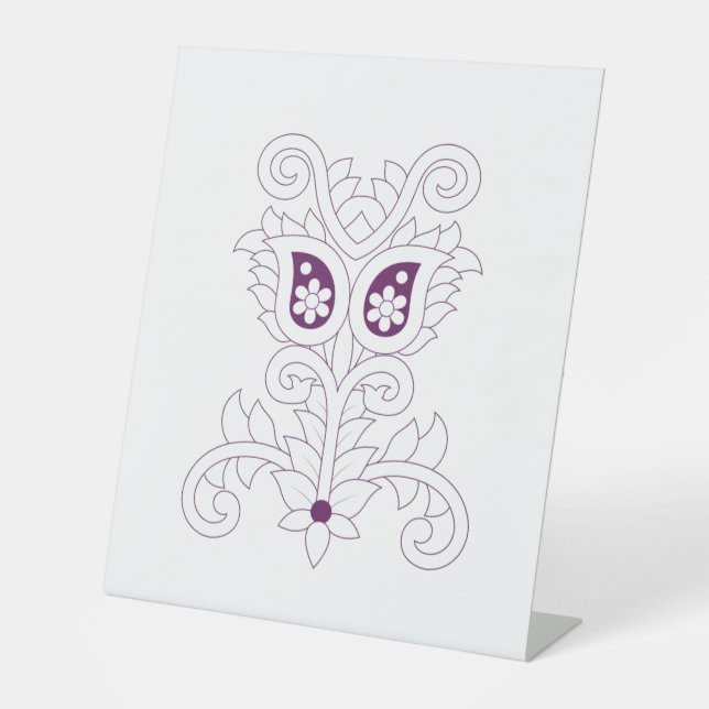 Trauben Lila, Trauben, Honig Blume dekoriert Sockelschild (Vorderseite)