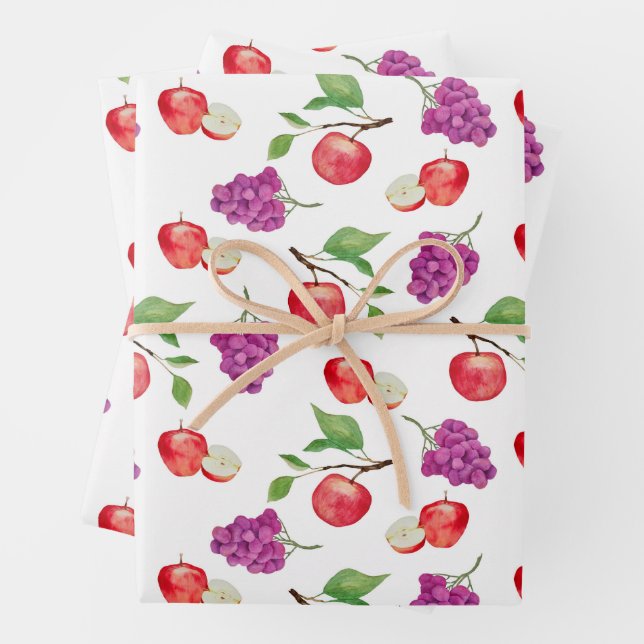 Trauben und Äpfel Fruchtliebhaber  Geschenkpapier Set (Beispiel)