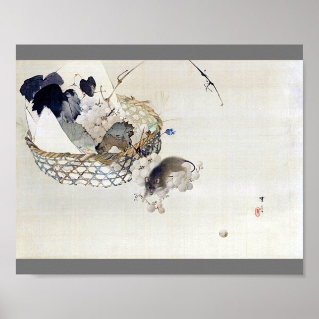 Trauben und Maus, Watanabe Seitei Poster (Vorne)