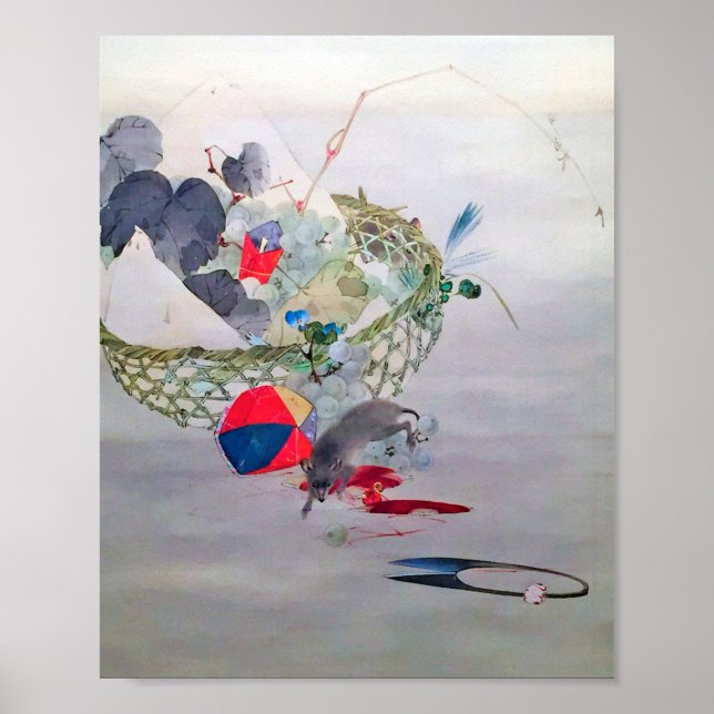 Trauben und Maus, Watanabe Seitei Poster (Vorne)