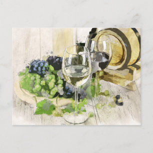Trauben und Wein Postkarte