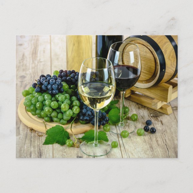 Trauben und Wein Postkarte (Vorderseite)