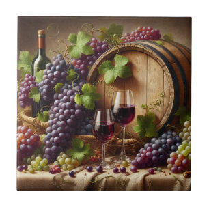 Trauben und Wein Stilleben Fliese