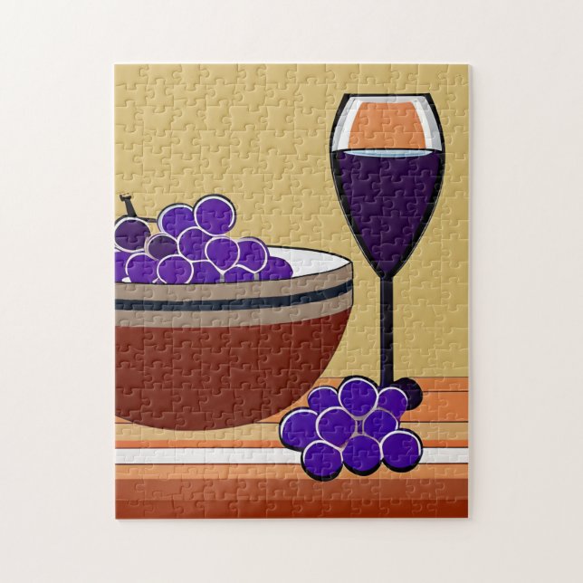 Trauben und Wineglass in Maroon und Tan Puzzle (Vertikal)