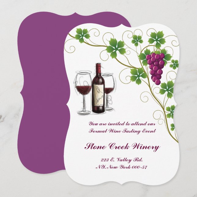 Trauben-Wein-Probieren-Ereignis-Party Einladung (Vorne/Hinten)