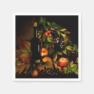 Trauben, Wein und Äpfel Serviette