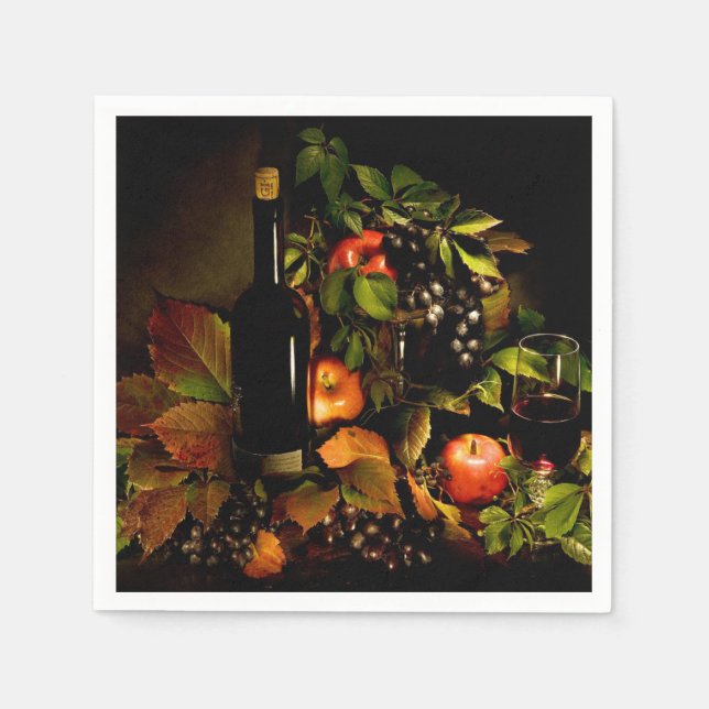 Trauben, Wein und Äpfel Serviette (Vorderseite)