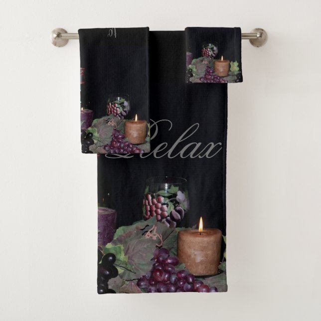 Trauben, Wein und Kerzen Badetuch Set (Insitu)