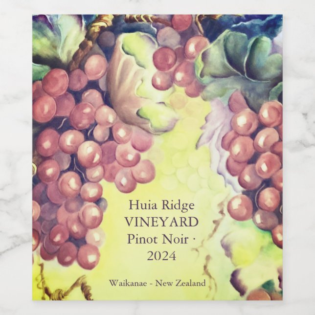 Trauben Weinflaschen Etikett | Boutique Weinkeller (Einzelnes Label)