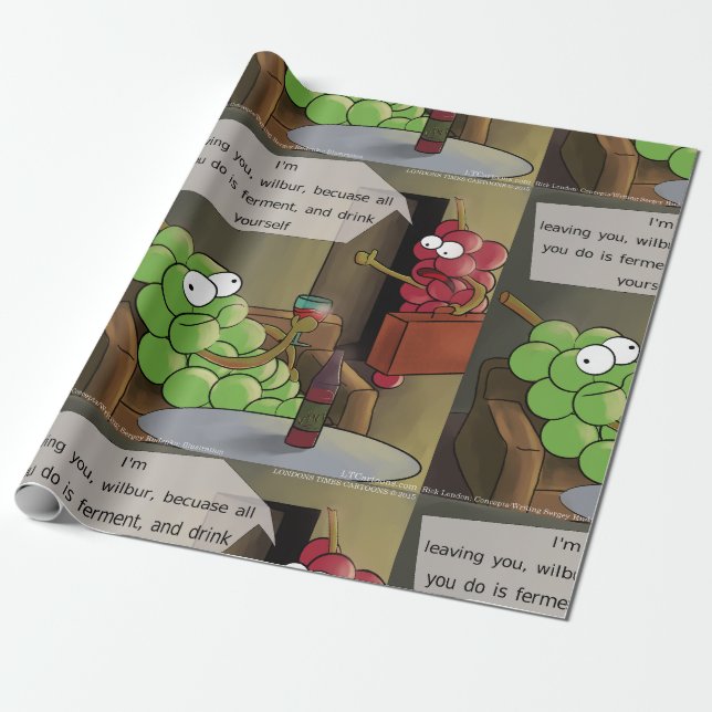 Traubenbruch Funny Food, Wine & Marriage Comic Geschenkpapier (Ungerollt)