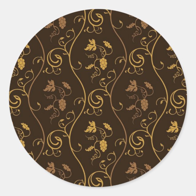 Traubendekor Runder Aufkleber (Vorderseite)