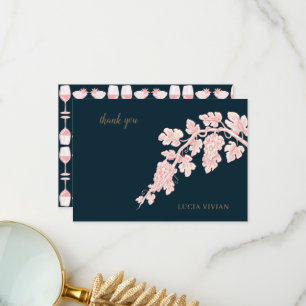 Traubenfrüchte Pflanze Champagner Retro Dankeskarte