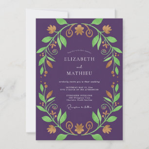 Traubengold-Kranz-Hochzeit Einladung