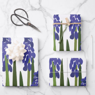 Traubenhyazinthe Lila Blau Blüte Blumen Geschenkpapier Set