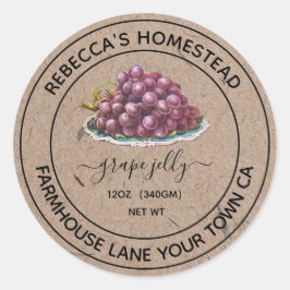 Traubenjelly Kraft Papier Canning Jar Labels Runder Aufkleber