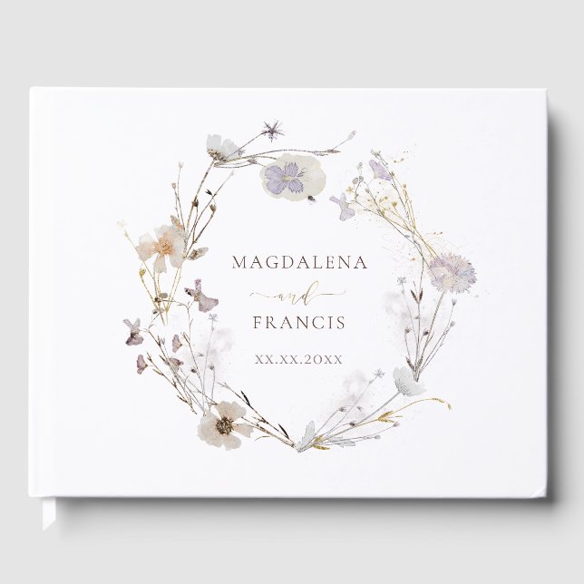 Traubenkranz getrockneter Blume Gästebuch (Vorderseite)