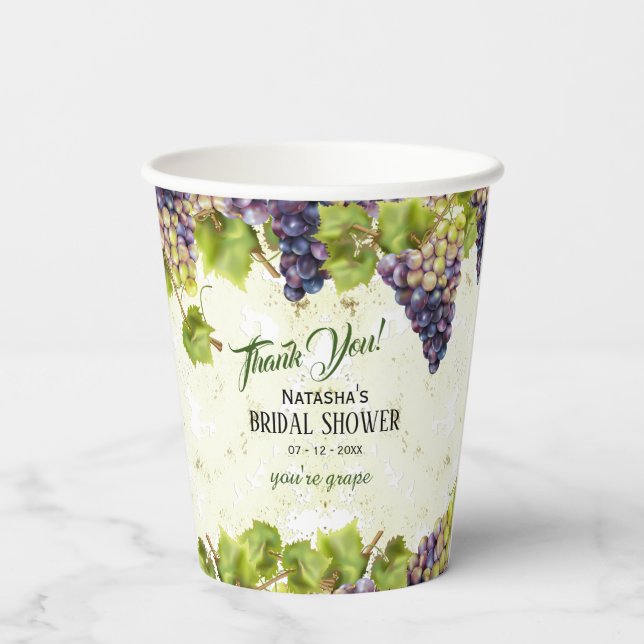 Traubenmediterrane Weingarten Hochzeit Pappbecher (Rückseite)