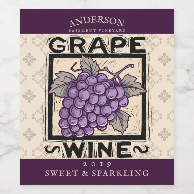 Traubenroter Wein hausgemachte Straupe herzlich Weinetikett (Einzelnes Label)