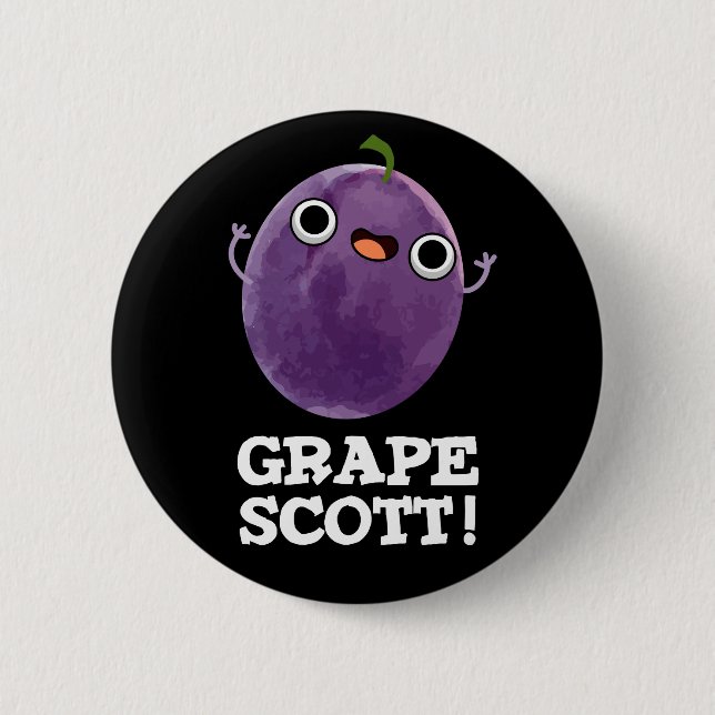 Traubenschott Funny Fruit Grape Pun Dark BG Button (Vorderseite)