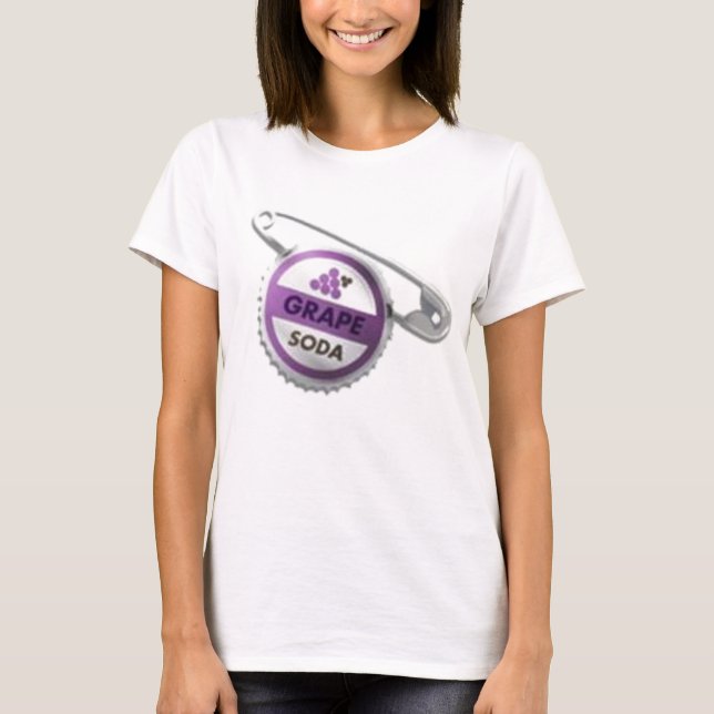 Traubensoda-Flaschenkapsel-Button T-Shirt (Vorderseite)
