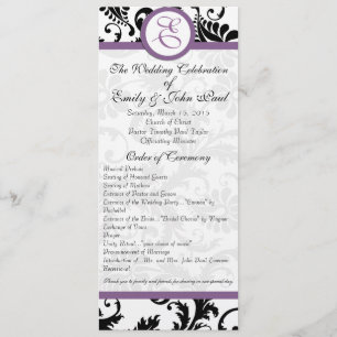 Traubentrim Black Damask Wirbel Hochzeitsprogramm Programm