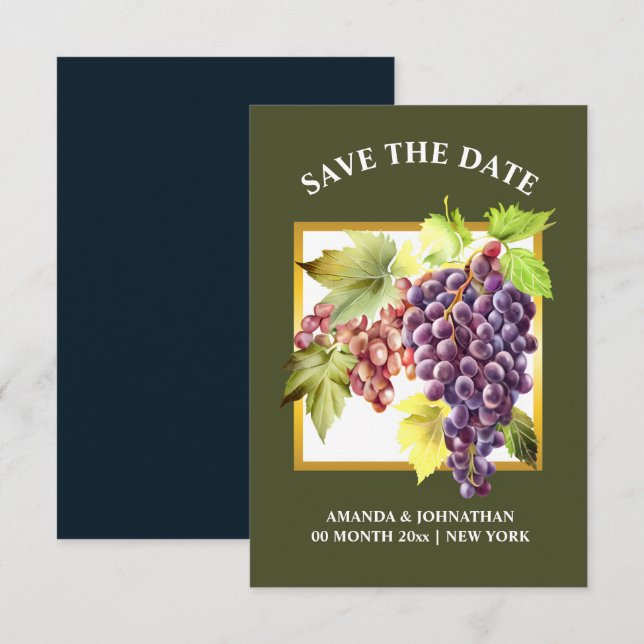 Traubenwein Weinberg Weinkellerei Grüner Goldwein Save The Date (Vorne/Hinten)
