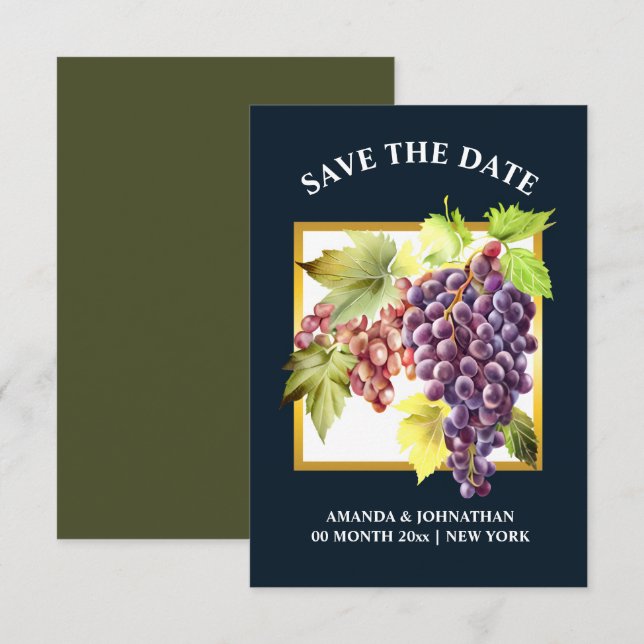 Traubenwein Weinkellerei Blauer Goldwein Save The Date (Vorne/Hinten)