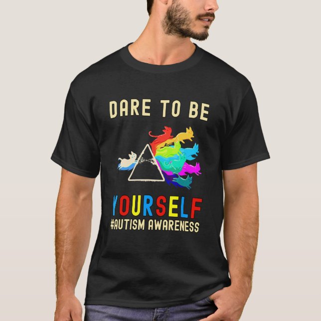 Traue Dir Selbst Zu Autismus-Bewusstsein Katze Pri T-Shirt (Vorderseite)