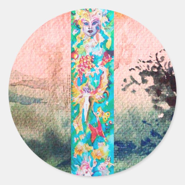 TRAUENMÄDCHEN RUNDER AUFKLEBER (Vorderseite)