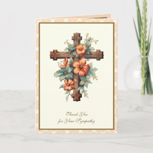 Trauer-Sympathie-Dankeschön-Kreuz-Blumen Karte