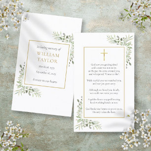 Trauer-Sympathie-Gedenk-Grün-Prayer Cards Visitenkarte