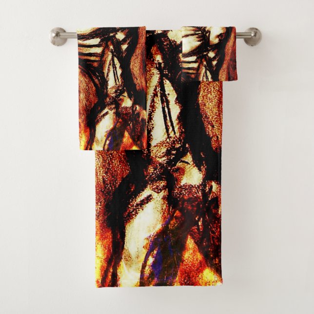 Trauer und Depression Kohle Zeichnete auf Feuer Badhandtuch Set (Insitu)