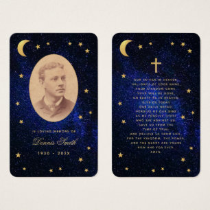 Trauerblaue Nacht Goldene Sterne Gedenk- Gebetskar
