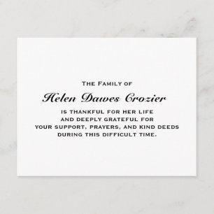 Trauerfall und Beileid flaches Notecard Dankeskarte