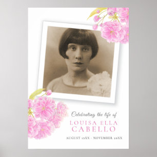 Trauerfeier des Lebens rosa Blüten Foto Poster