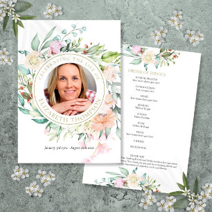 Trauerfeier-Gedenkprogramm Blumenschmuck Programm