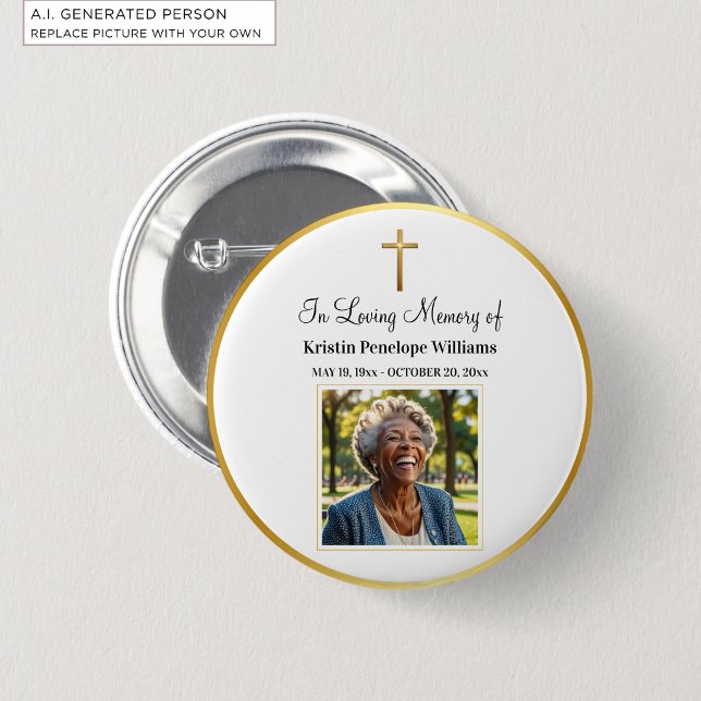 Trauerfeier Goldkreuz Foto Beerdigung Button (Von Creator hochgeladen)