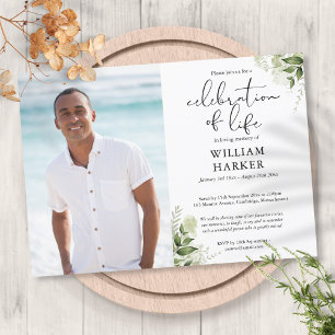 Trauerfeier Grünpflanzen Bestattungsfoto Einladung