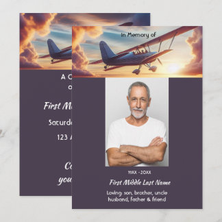 Trauerfeier Pilot fliegt Sonnenuntergang Einladung