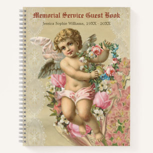 Trauerfeier Vintage viktorianisches Engel-Gästebuc Notizbuch