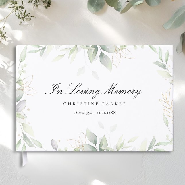 Trauerfloristik "In Liebender Erinnerung" Gästebuch (Greenery "In Loving Memory" Funeral Guest Book)