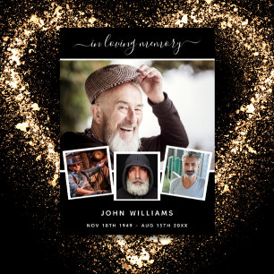 Trauerfoto-Collage schwarze Erinnerungsbegrüßung  Poster