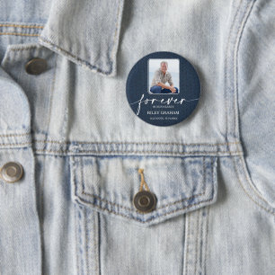 Trauerfoto-Erinnerungstribut Blaues Jeans Button