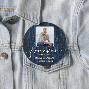 Trauerfoto-Erinnerungstribut Blaues Jeans Button