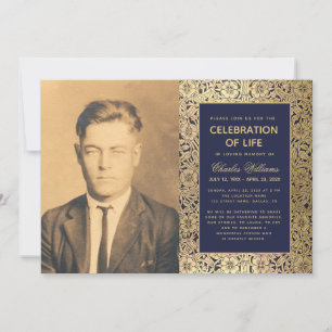 Trauerfoto Marine Gold Elegant Lebensfeier Einladung