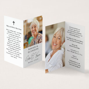 Trauerfotos auf Gebetskarte 'Für immer in unseren 