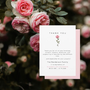 Trauerkarte mit Dankeschön für Beerdigung mit rosa Dankeskarte
