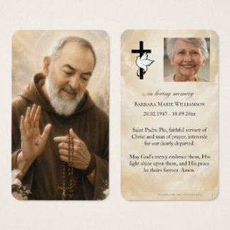 Trauerkarte mit Gebet für den heiligen Padre Pio